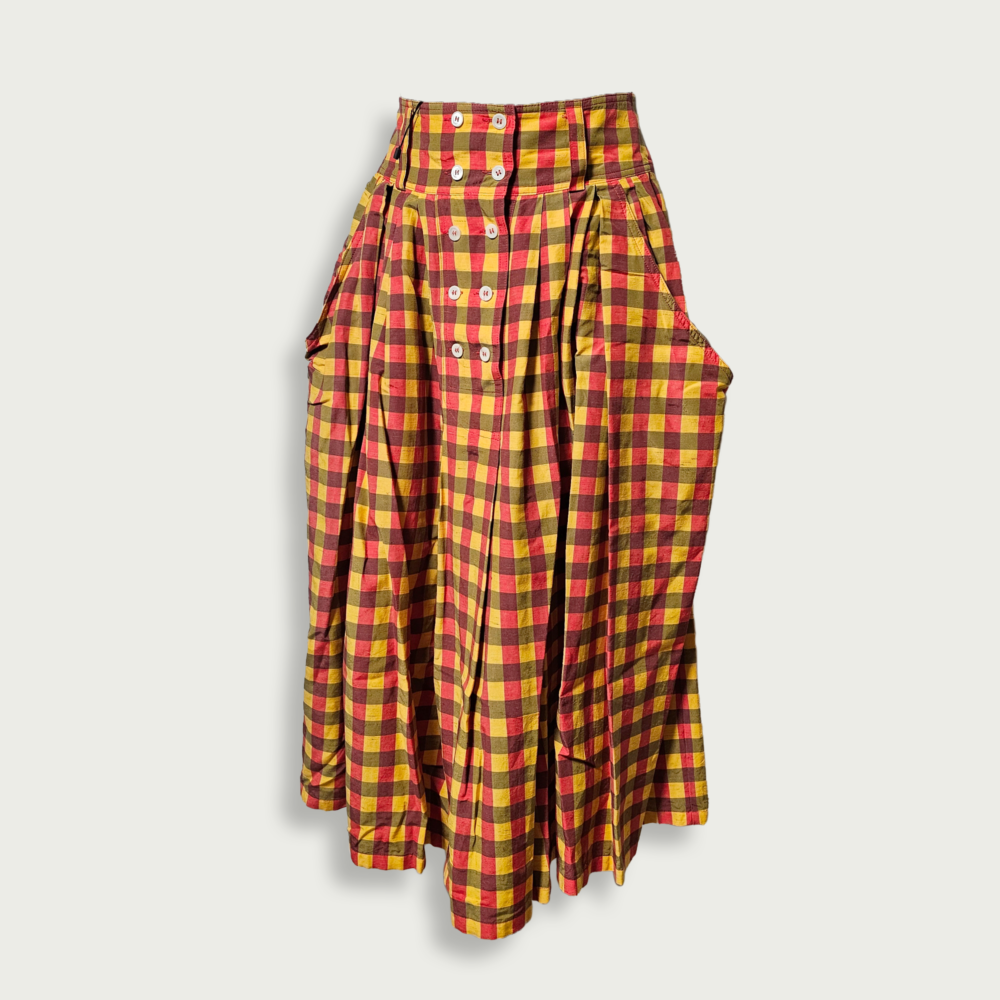 Plaid red orange pockets