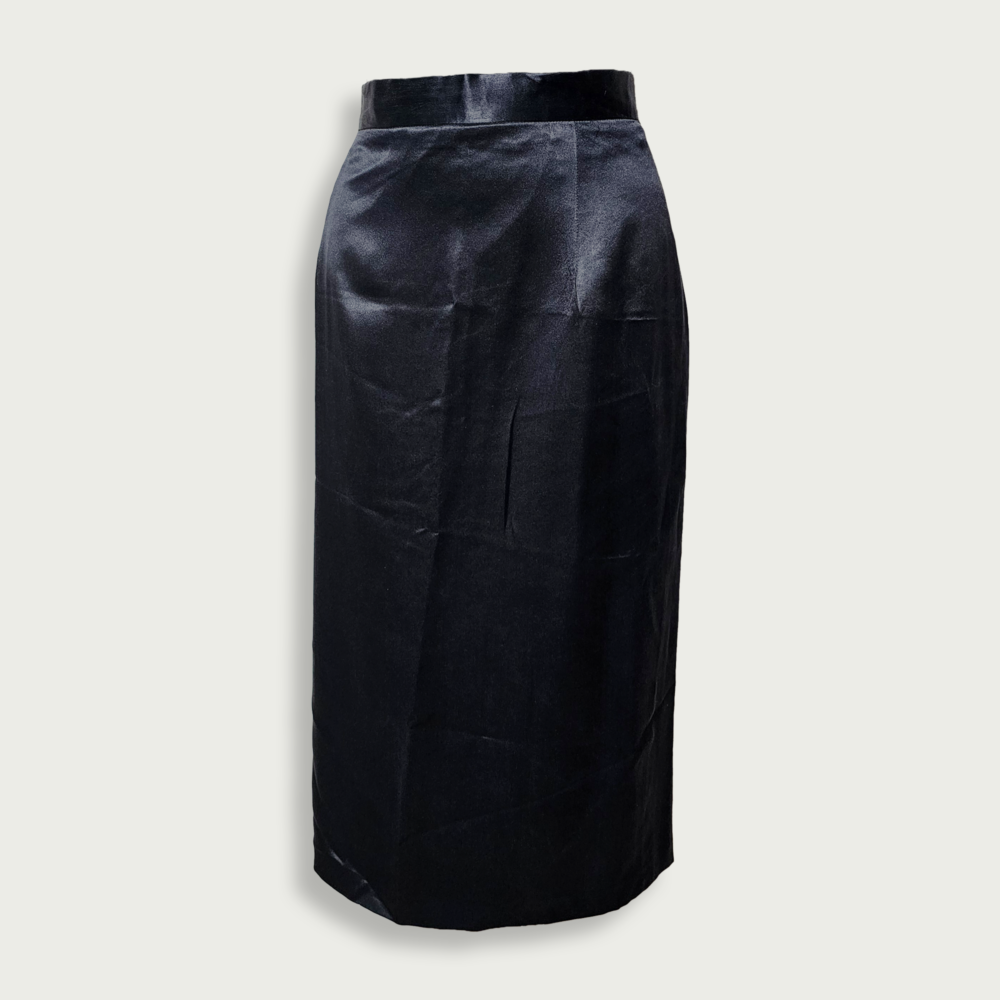 Black silk pencil skirt