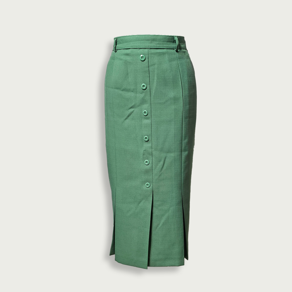 Brandtex green pencil skirt with front button detailing