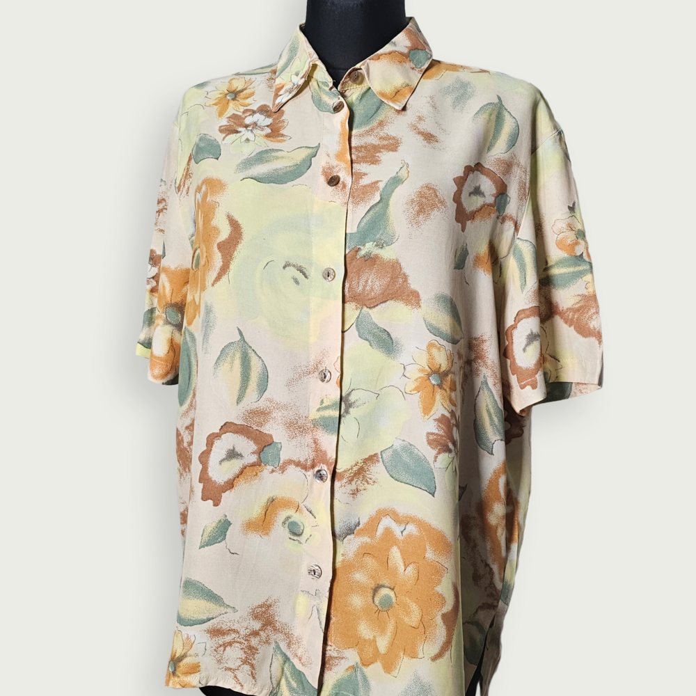 Biche pastel floral print short-sleeve blouse