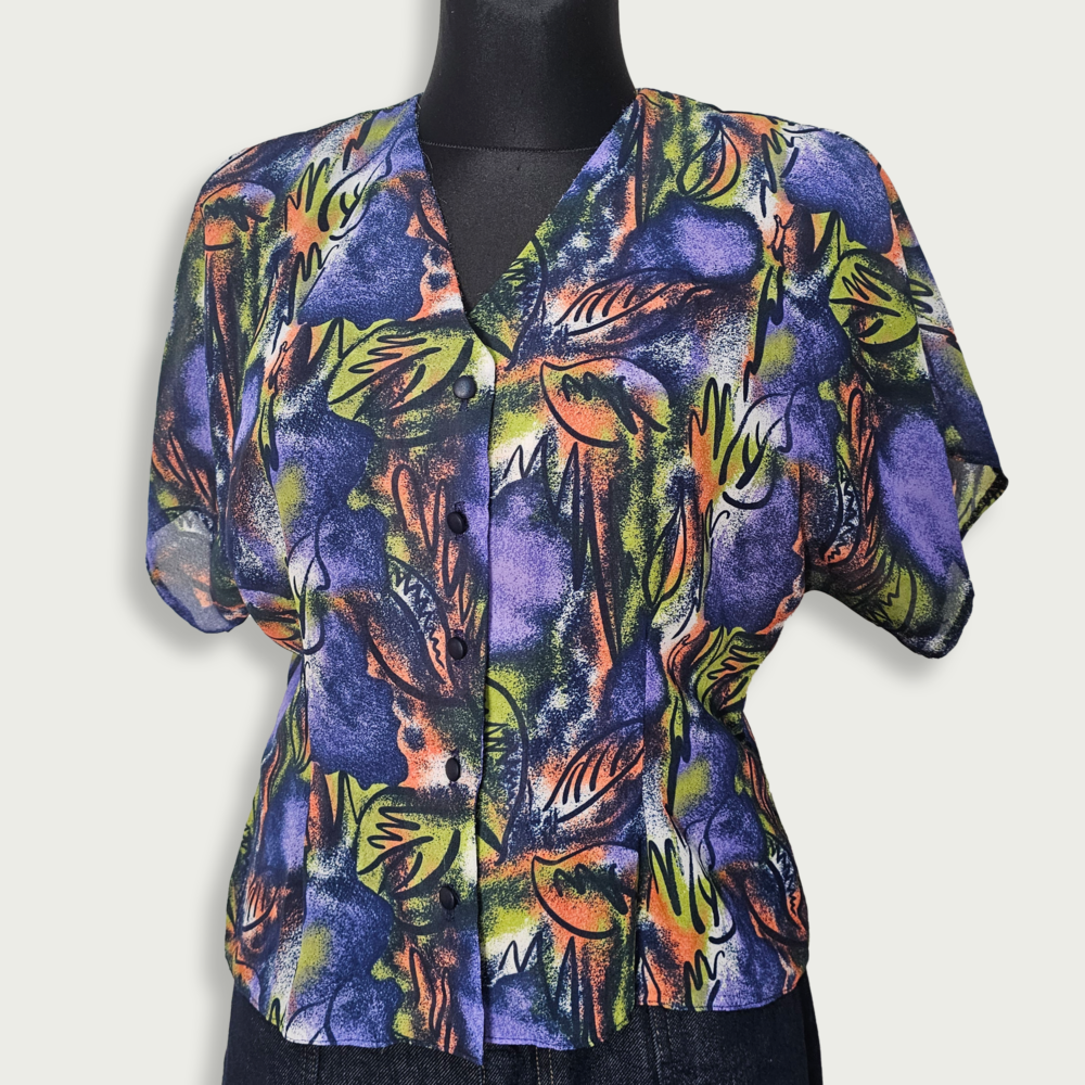 Abstract print dolman sleeve blouse