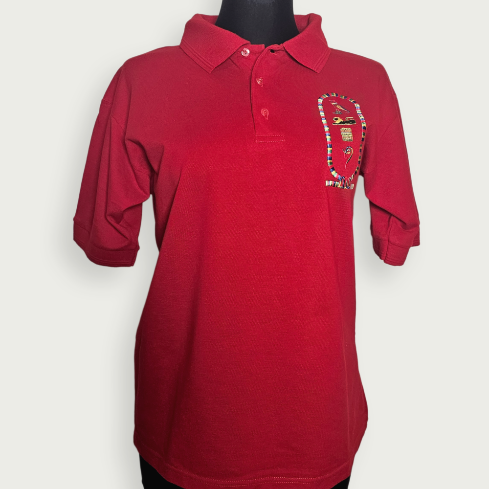 Carla Craft Egypt-Inspired Red Polo Shirt - Size L