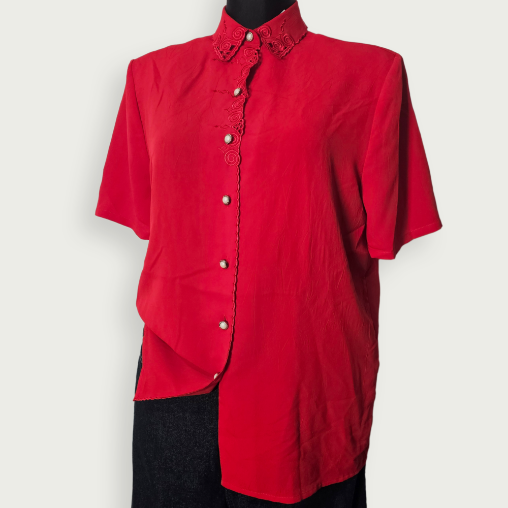 C&A red embroidered blouse