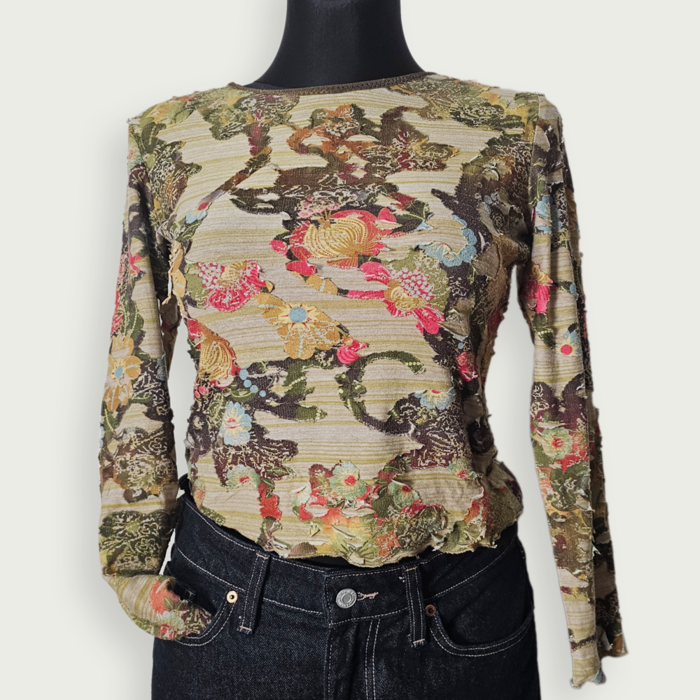 Lo! floral mesh long-sleeve blouse