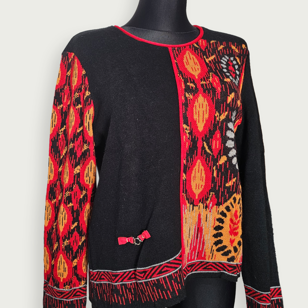 Griffon black ikat pattern sweater