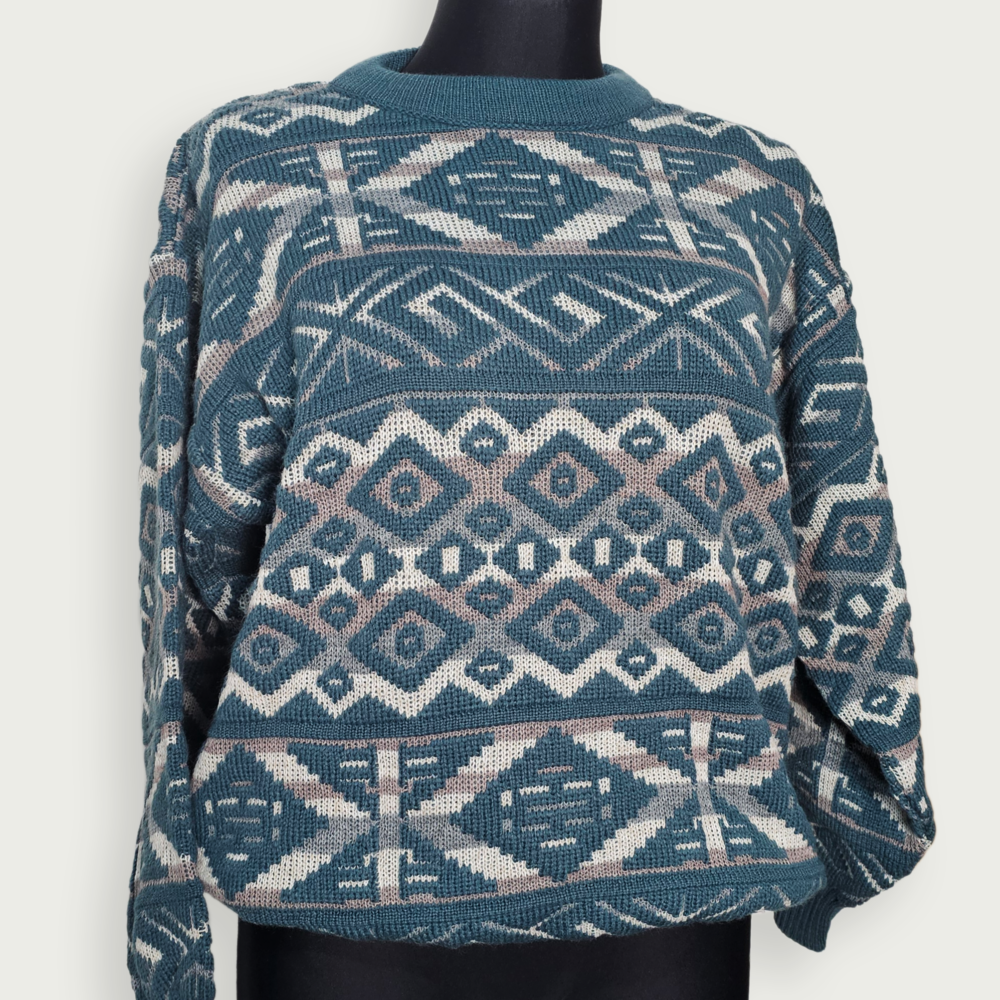 High Bridge green geometric pattern sweater