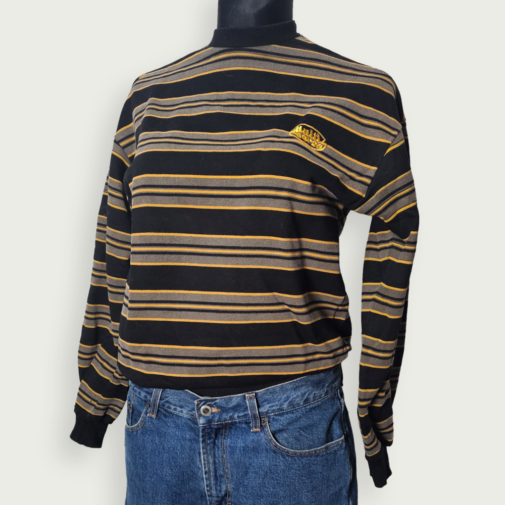 Junkyard black and yellow striped cotton sweater