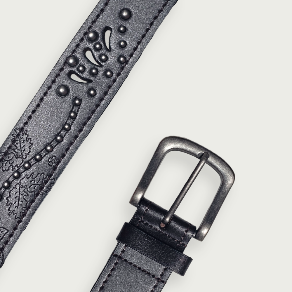 Handcrafted Studded Brown Leather Belt